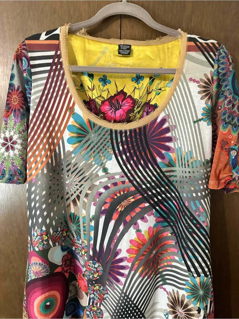 Desigual Bright Multicolour Floral Scoop Neck Women’s Top Size Large Maximalist - Picture 4 of 16